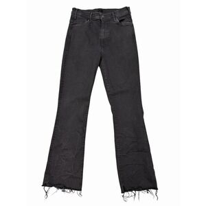 Mother The Hustler Ankle Fray Jeans Womens 28 Black High Rise Raw Stretch Denim